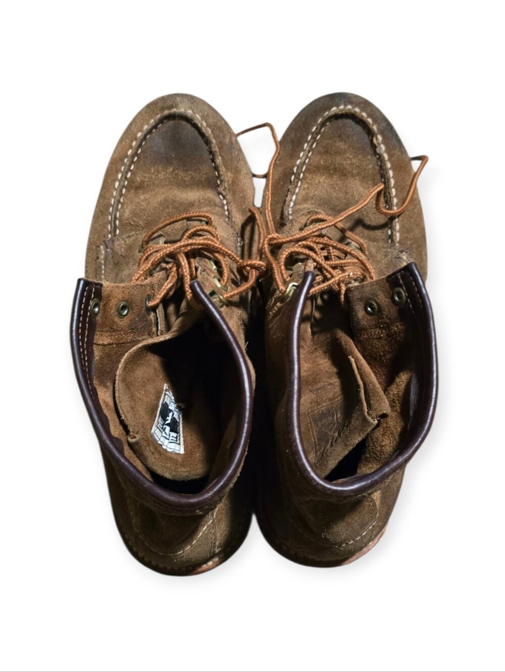 Suede Lace-Up Work Boots in Olive Brown - Picture 4 of 9
